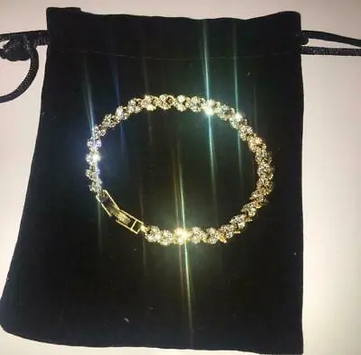 £5.99 • Buy Womens Swarovski Elements Crystal Heart Bracelet Bangle Gold Plated Gift Shine
