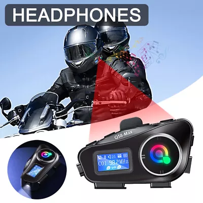 Bluetooth Headphones Motorcycle Helmet Intercom Headset FM Radio LCD Waterproof • $27.80