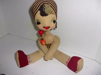 Vintage Felt Fabric Doll Sitting 8  • $29.98