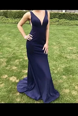 Navy Mermaid Tail Prom Dress. Size Small. Worn Once  • $37.99