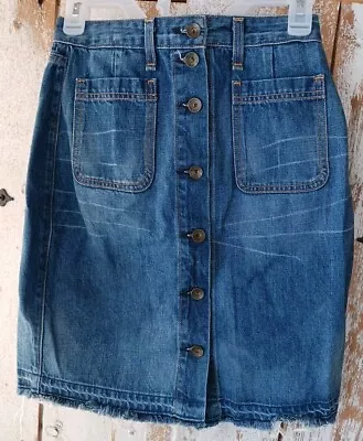 Rag & Bone Jean Mother Womens Fringe Denim Mini Skirt Blue Size 27 • $14.99