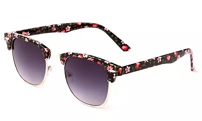  Women Sunglasses Half Horn Rimmed Vintage Retro Flower Floral Women Sunglasses • $10.99