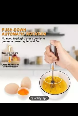 Semi-Auto Egg Whisk Hand Push Egg Beater Blender Mixer Whisk Stainless Steel UK • £3.50