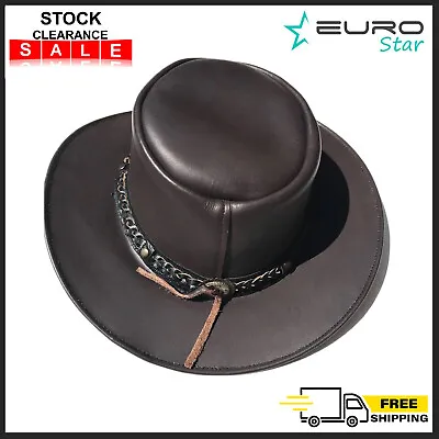 £14.99 • Buy Leather Hats Cowboys Western Style Bush Hats Top Quality Uk