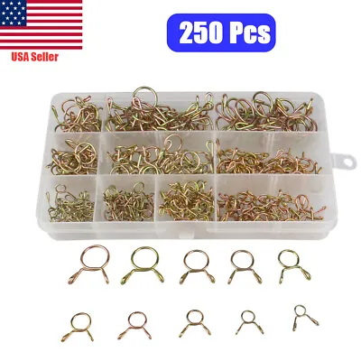 250Pc Spring Clip Vacuum Fuel Oil Hose Line Band Clamp 5-14mm For Motorcycle ATV • $11.49