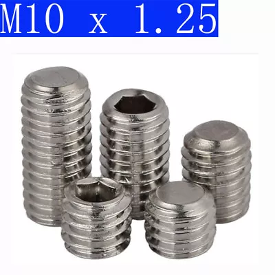 M10 X 1.25mm FINE PITCH Grub Screws Socket SET Screws 304 Stainless Steel DIN913 • $2.08