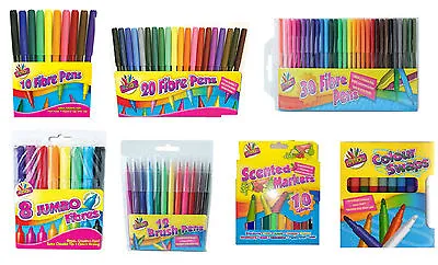 Felt Tips Drawing Markers Colouring Art Crafts School Creative Painting Kids • £4.99