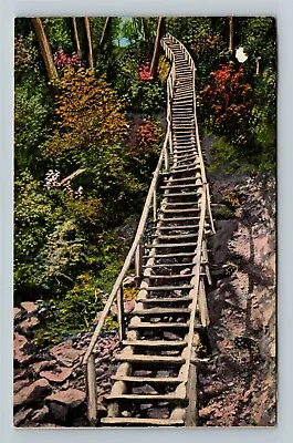 Miners Falls MI-Michigan Log Ladder Vintage Postcard • $7.99