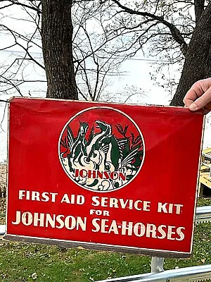 Vintage Johnson Seahorse Boat Motor Parts Display Cabinet Sign Outboard Oil/ Gas • $945