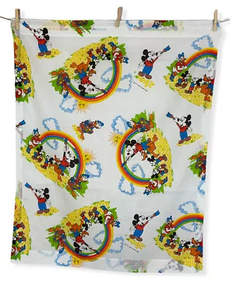 Vintage Disney Mickey Mouse Painting Rainbow Curtains Valance Daffy Duck Pluto • $29.99