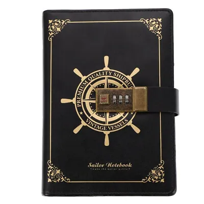 Black Retro Password Book Diary Book Notebook With Lock Journal Lockable AU • $30.55