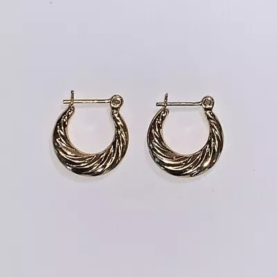 Vintage 14k Yellow Gold Swirl Hoop Pierced Earrings • $90