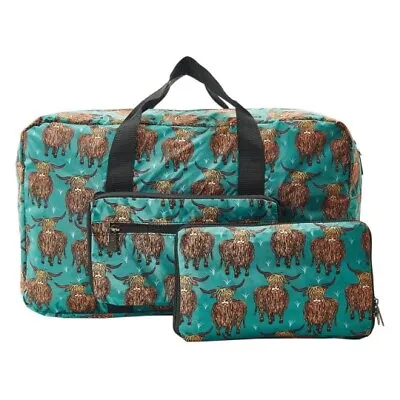 Eco Chic Lightweight Foldable Holdall - Highland Cow Teal - BNWT • £19.99