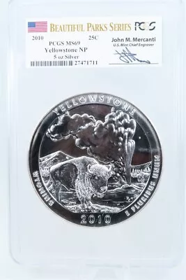 2010-P PCGS MS69 Yellowstone NP 5 Oz Silver 25C • $324