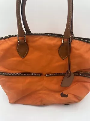 DOONEY & BOURKE Erica Orange W/ Yellow Lining Sac Bag With Leather Strap • $24