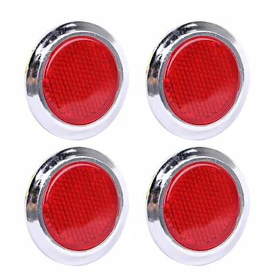 4PCS Red Chrome Round Car Reflective Sticker Self Adhesive Reflector Motorcycles • $6.98