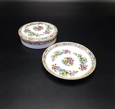 Coalport Ming Rose Round Vanity Trinket Box And Pin Dish • £8