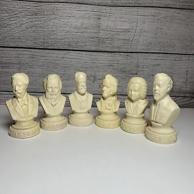 6 Halbe Busts Strauss Brahms Tschaikowsky Mozart Bach Debussy 4 Inch Mcm • $25