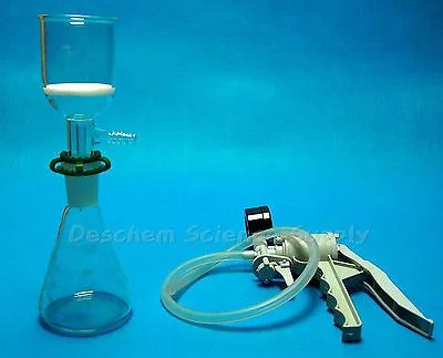 250mlGlass Filtration KItErlenmeyer Flask & 150ml Funnel & Handle Vacuum Pump • $59.99