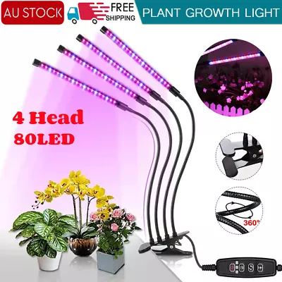 4 Head 80LED Plant Grow Light Panel Indoor UV Veg Growing Lamp Full Spectrum USB • $24.96