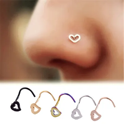 $1.80 • Buy 5Pcs Stainless Steel Heart Piercing Nose Ring Nose Stud Rings Body Jewe..x
