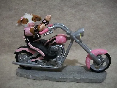 Positively Pink -  Motorcycle - Mary Moo Moo Cow Figurine • $38