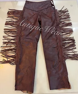 Handmade Western Indian American Trousers Leather Cowboy Fringes Pants • $148