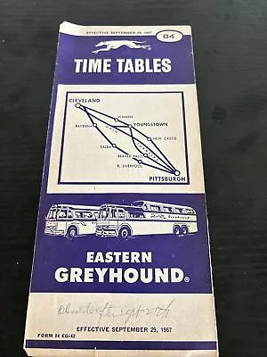 Vintage Eastern Greyhound Bus Line Public Timetable Brochures 1957 • $13.69
