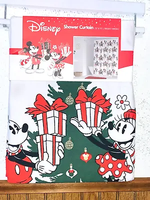 New 72  X 72  DISNEY MICKEY MINNIE MOUSE SHOWER CURTAIN CHRISTMAS FABRIC • $21.85