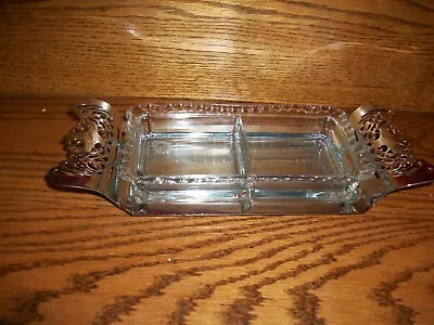 Vintage Farber Bros Krome Kraft Metal Tray & Glass Divided  Serving Dish-EUC • $29.99