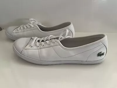 LACOSTE Womens White Leather Ziane Ballet Flats Shoes UK 7 / EUR 40.5 / US 9 • $60