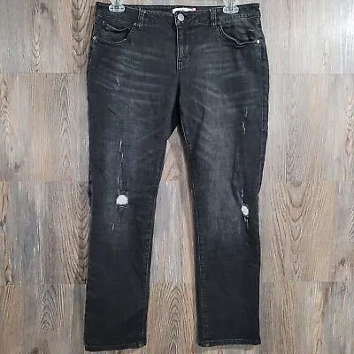 Cabi Jeans Slim Boyfriend Size 12 X 30 Black Denim Mid Rise Distressed • $19.80