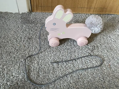 £0.99 • Buy Wooden Push Along Pink Rabbit, Excellent Condition