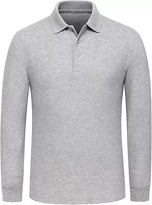 Miqieer Men's Long Sleeve Polo Shirts Regular-Fit Cotton Golf Polo Shirts • $58.32