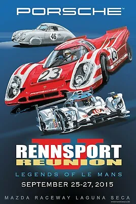 Porsche Legends Of Le Mans 2015 High-Quality Vintage Racing 22inx17in Art Poster • $64.95