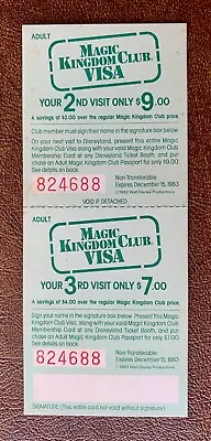 1982 Disneyland Magic Kingdom Club VISA Adult Ticket Passport Unseperated • $12