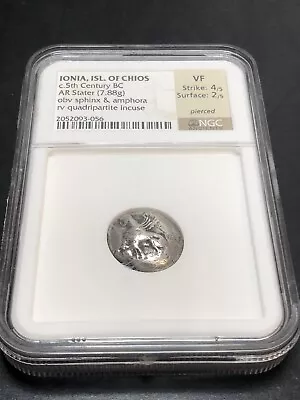 CHIOS Island In IONIA Ancient Silver Greek Stater DRACHM Coin SPHINX NGC • $585