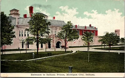 Postcard Entrance To Indiana Prison In Michigan City Indiana • $8