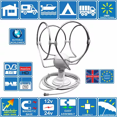 Korona - Magnet Motorhome Boat Truck Digital Omni Directional Tv Fm Dab Aerial • £40.13