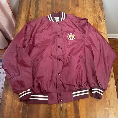 Vintage K Brand Jacket Mens XL Maroon Button Up Made In USA Coat Nylon • $20.99