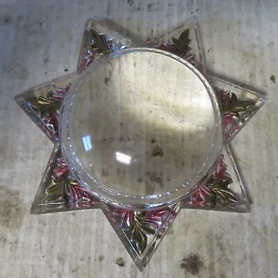 Antique 7 Point Star Shaped Goofus Ireland Glass Magnifying Paperweight Red Gold • $24.95