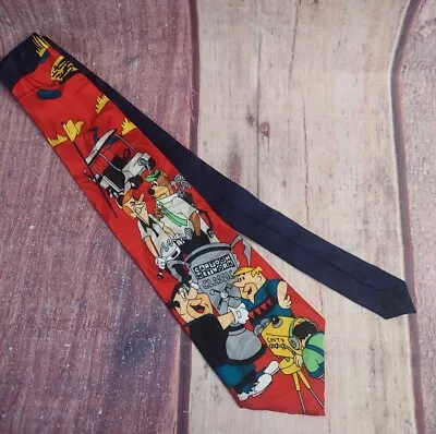 Vintage 1994 CARTOON NETWORK CLASSIC GOFT SILK NECKTIE TIE Flintstones Jetsons • $10