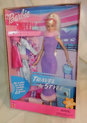 2001 TRAVEL IN STYLE BARBIE Play Set With Mix & Match Wardrobe 23 Looks! Suitcas • $60
