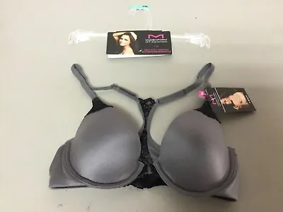 NWT Women's Maidenform Self Expressions T Back Bra Size 34B Grey W/ Black #1230L • $12.99