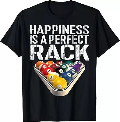 NEW LIMITED Happiness Is A Perfect Rack Funny Pool Billiards T-Shirt • $21.99