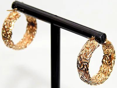 14k Gold Italian Byzantine Hoop Earrings • $650
