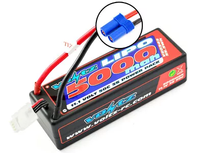 Voltz 5000mAh 3S 11.1V 50C Hard Case LiPo RC Car Battery W/EC5 Connector Plug • £49.99