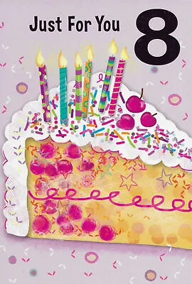 An 8 Year Old Girl Birthday Card (Cake) • £1.60