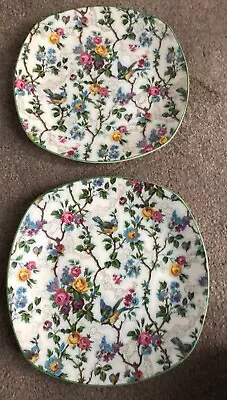 2 Rare Midwinter Stylecraft Pottery Plates In Flower And Bird Chintz Pattern VGC • £15