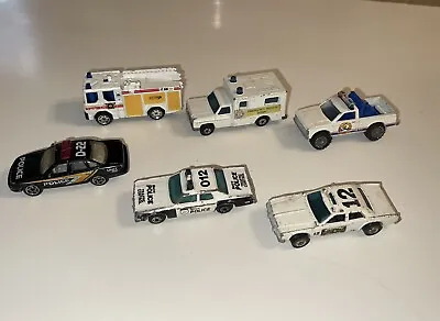 Lot Of 6 Emergency Vehicles Police Fire Truck Ambulance Diecast Beach Patrol VTG • $12